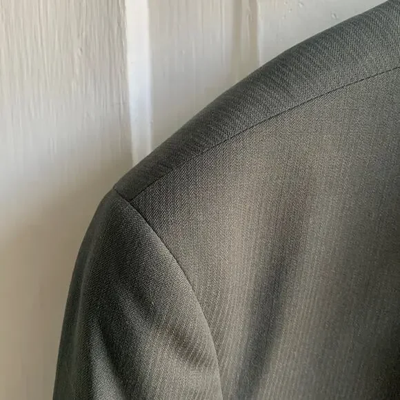 Armani Collezioni Herringbone Wool Blazer Jacket